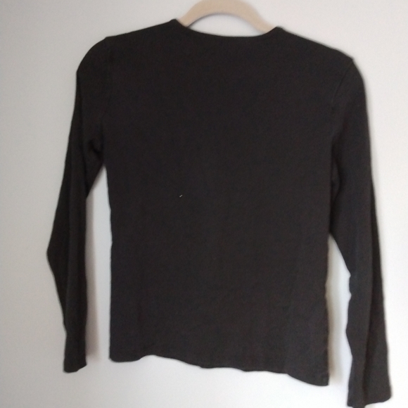 Black Long Sleeve T-shirt Jersey Shell with Long Sleeves 100% Cotton - Picture 2 of 4